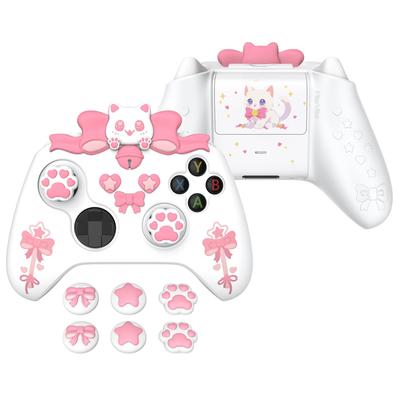 PlayVital Силиконовый чехол 'Sweetheart Kitty' для Xbox Series с накладками на стики и милыми накладками для контроллеров X/S, Наклейки, Дизайн, Противоскользящий [Белый]