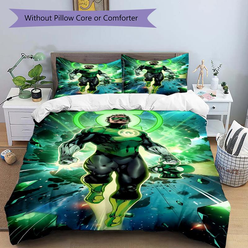 3pcs Green Lantern Duvet Cover Set, 1 Duvet Cover + 2 Pillowcases (No Insert), High-Definition Print for All Seasons,Durable yy251103048