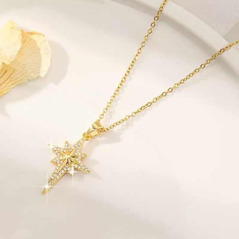 Ожерелье на ключицу Starburst из титановой стали: Легкая роскошь, Великолепный дизайн с полным покрытием бриллиантами