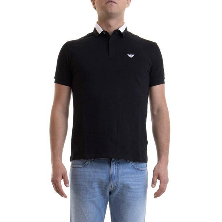 EMPORIO ARMANI Polo Shirts Men's Black Polo Collar Moderate Straight Fit 3H1F84-1J46Z-0999