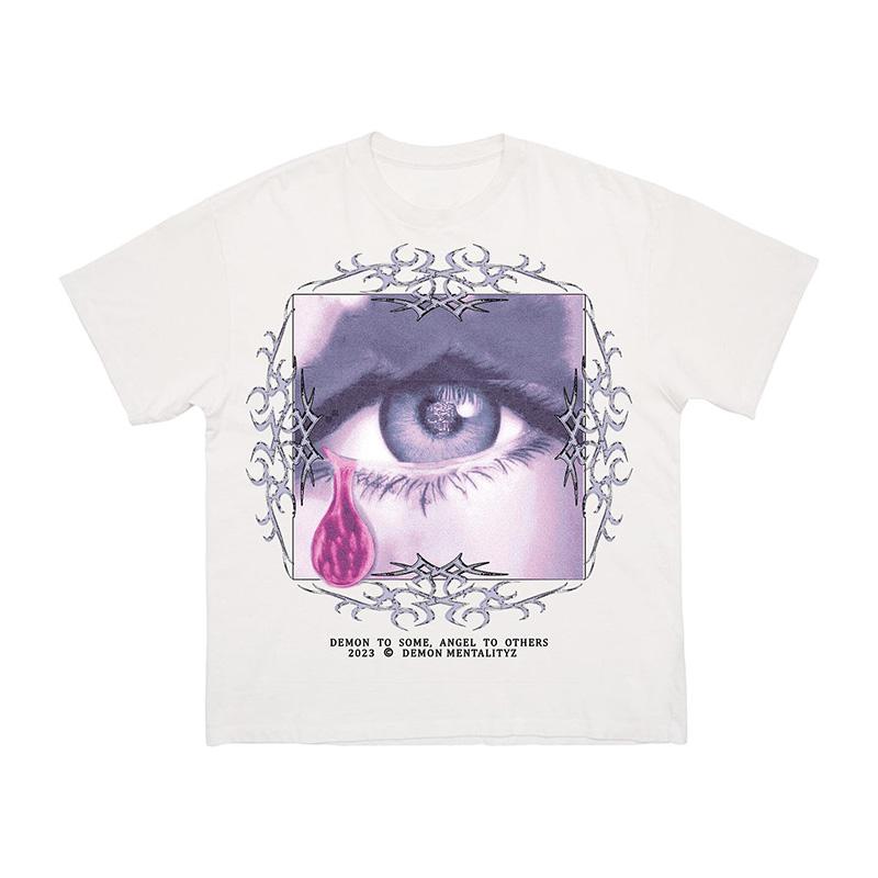 Mens Streetwear TShirt Demon Angel Graphic Streetwear Cotton Vintage Summer Short Sleeve Tops Tees Korean Oversized Clothing