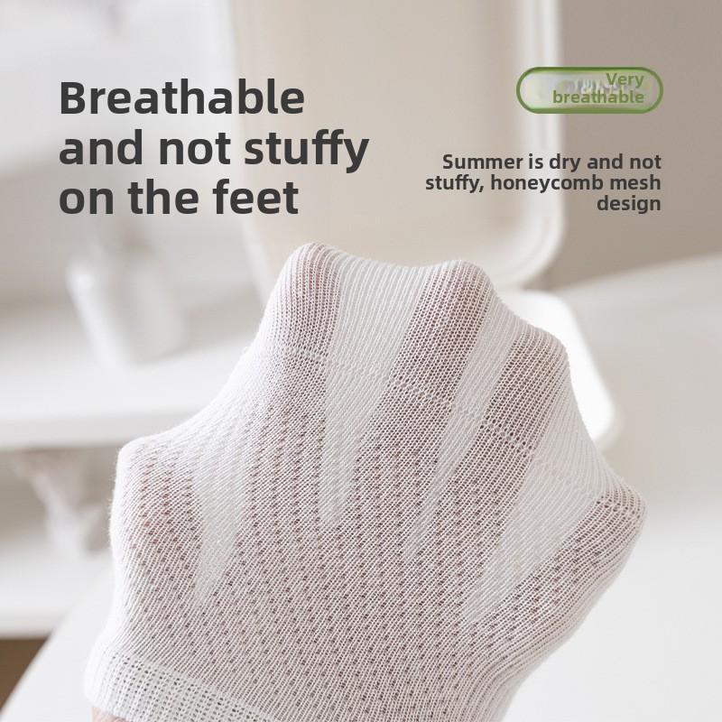 5 пар женских летних носков-лодочек, тонкие, неглубокие, невидимые, нескользящие, с низкой пяткой, хлопковые, антибактериальные, сетчатые, дышащие, без косточек, невидимые носки