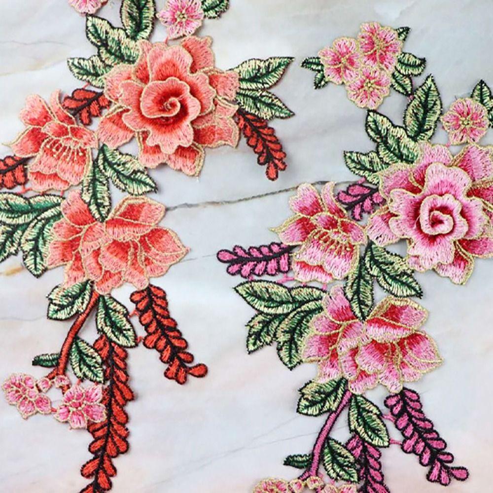 38*20CM Embroidery Flower Patch DIY Handmade Sew On Patch Fashion Embroidery Floral Applique  Jeans