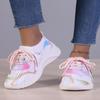 Женские кроссовки 2024, весенние новые смешанные цвета, эластичная ткань, женская повседневная вулканизированная обувь на шнуровке, 43 спортивная обувь большого размера