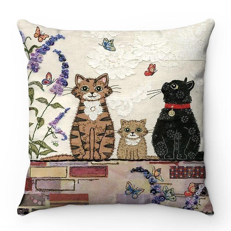Cartoon Cat Pattern Series Super Soft Short Plush Material Pillow Cover for Home Sofa Decoration Pillow Cover