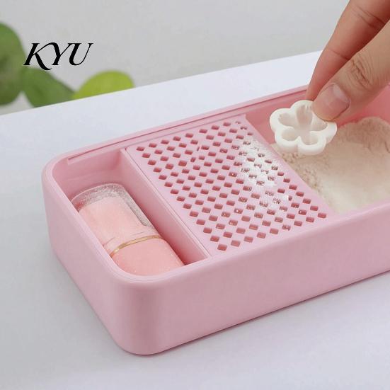 Polymer Clay Craft Supplies Cornstarch Tapper Box for Clay, Powder Container with 3D Printed Removable Filter & Brush, Anti-stick Tool Cutter