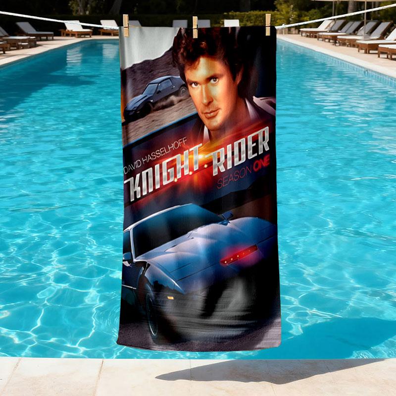 Knight Rider Print Beach Towel Design, Soft, Lightweight. for Home Bathroom, Spa, Pool, Yoga, Surfing, Camping, Gift for Family, Friend