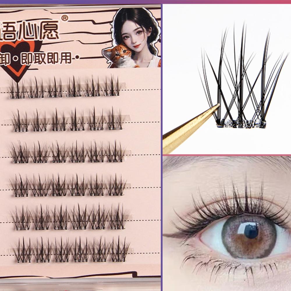 Reusable Adhesive False Eyelashes Wispy False Eyelash Clusters Self-adhesive Lash Clusters Makeup