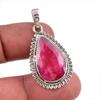 Red Ruby(Simulated) Gemstone Handmade 925 Sterling Silver Pendant 1.75" C5k46