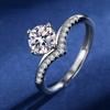 Bague Ringen Сверкающие настоящие муассанитовые свадебные кольца изменяемого размера для женщин, высокое качество, 100% стерлинговое серебро 925 пробы, обручальные ювелирные изделия, подарок
