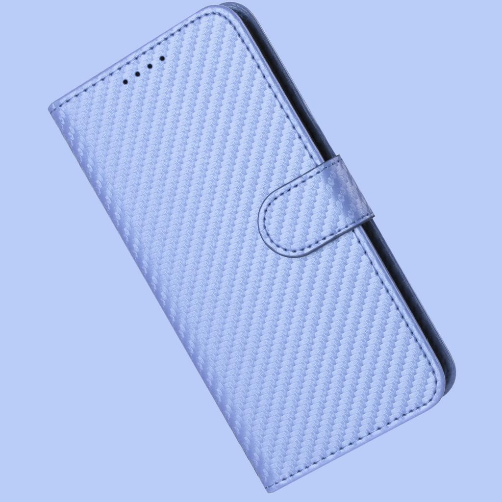 For iPhone 17 Wallet Case with Strap Carbon Fiber Texture Leather Mobile Cover