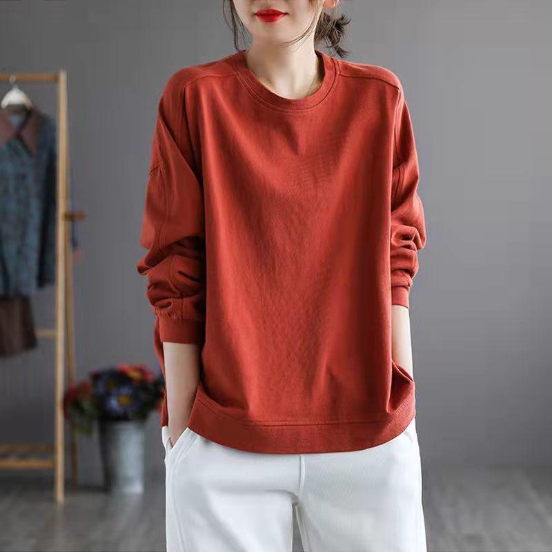 Женская толстовка-свитер весна-осень корейская версия универсальный топ длинный рукав свободная утягивающая футболка