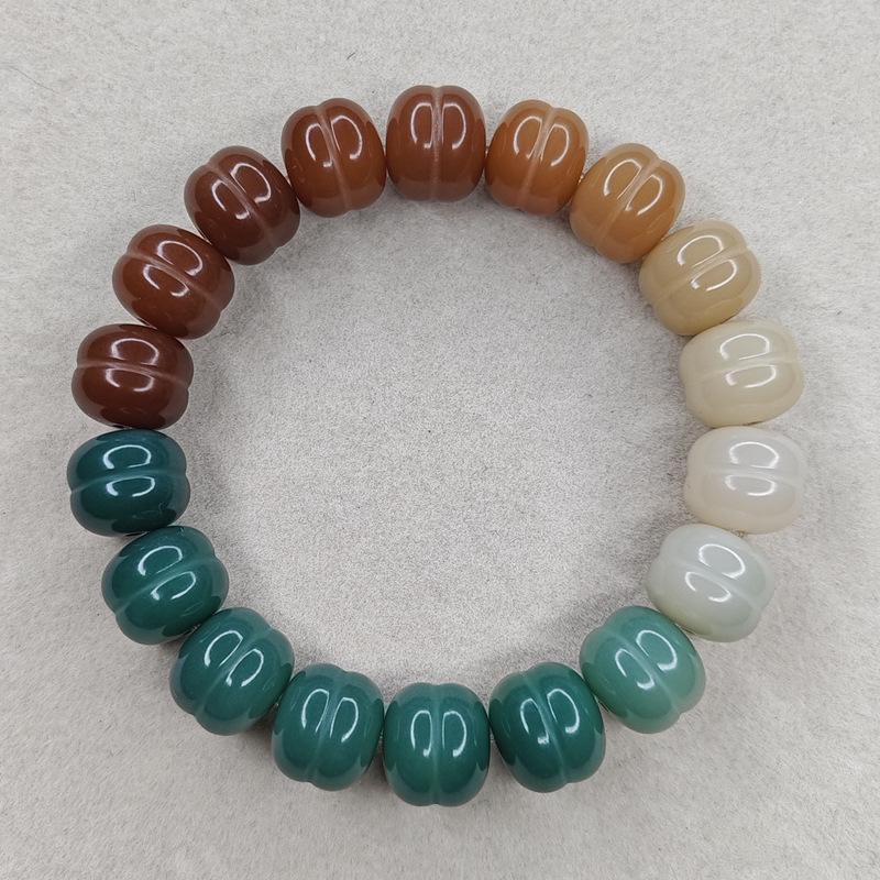 Unisex White Jade Bodhi Root Bracelet - Aged Seed Beads, Soft Ten-Year Material
