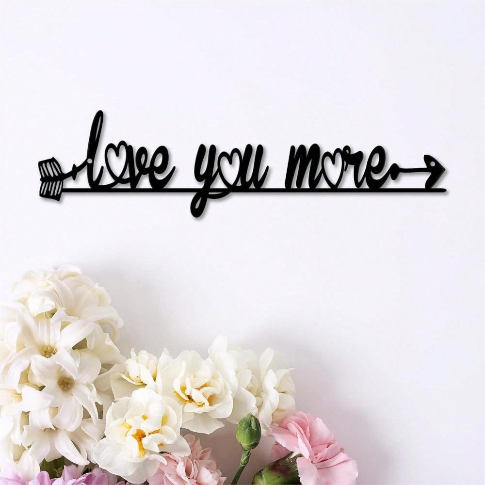 Love You More Metal Sign, Love Wall Decor,12" X 3.15" Bedroom Decor For Couples, Ideal Gifts For Anniversary, Wedding, Valentine's Day