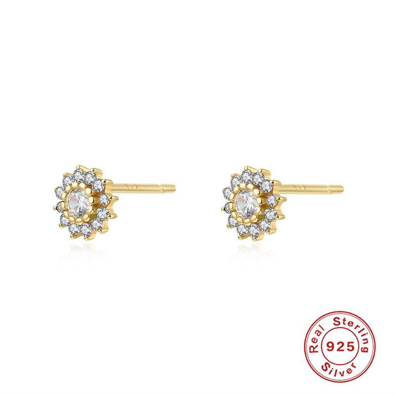 Серьги-гвоздики из стерлингового серебра S925 с геометрическим дизайном и простым цирконом, Модные легкие роскошные креативные серьги-гвоздики