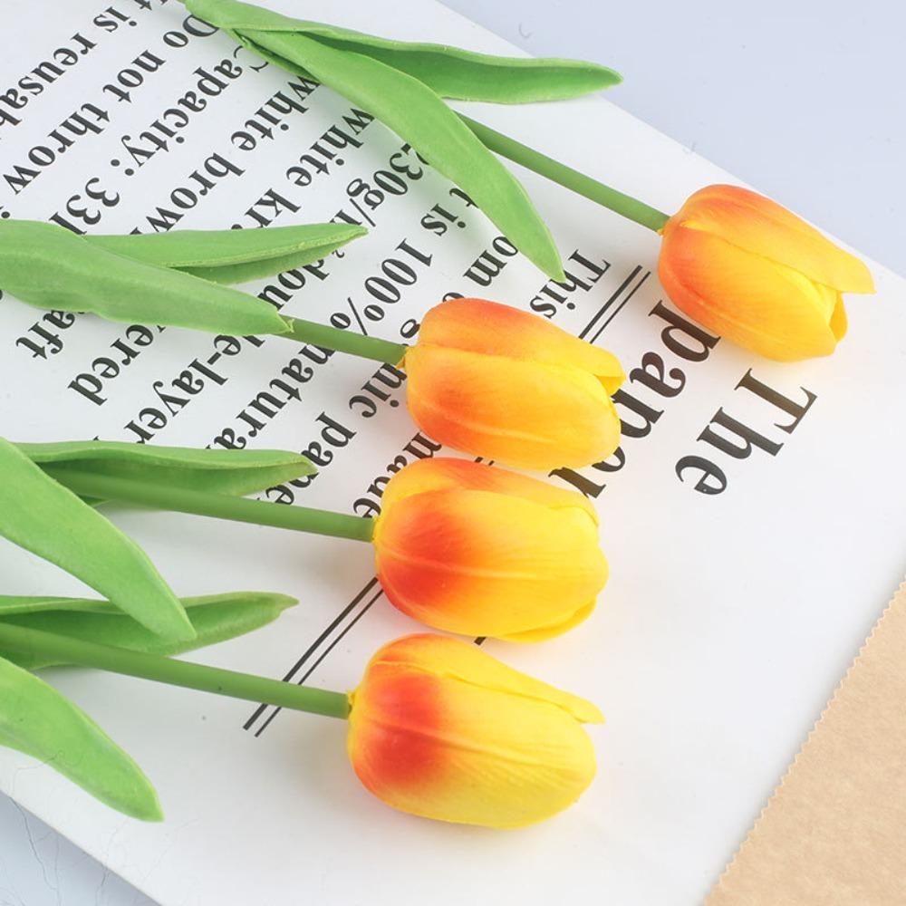 5PCS 34cm Decorative Fake Flowers PU Wedding Bridal Tulip Bouquet Artificial Tulip  Wedding Backdrop