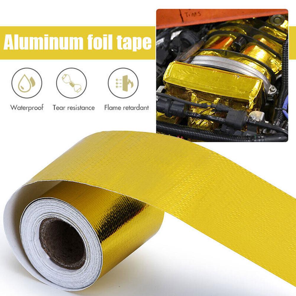 5M Roll Fiberglass Heat Shield Self Adhesive Exhaust Header Pipe Heat Wrap Tape Thermal Protection Exhaust Pipe Insulate