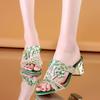 Ew Summer Style Fashionable, Comfortable, Versatile, Wear-resistant and Elegant Rhinestone Casual High-heeled Slippers