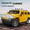 1/18 Scale Hummer H2 Alloy Off Road Car Diecast Metal Model Sound and Light Children Toy Collection of Hobby Decorative Fine Ornaments
