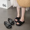 One-character Women's Thick-soled Sequined Women's Sandals In the Summer of 2025, the New Versatile Simple Beach Cool Slippers Tide
