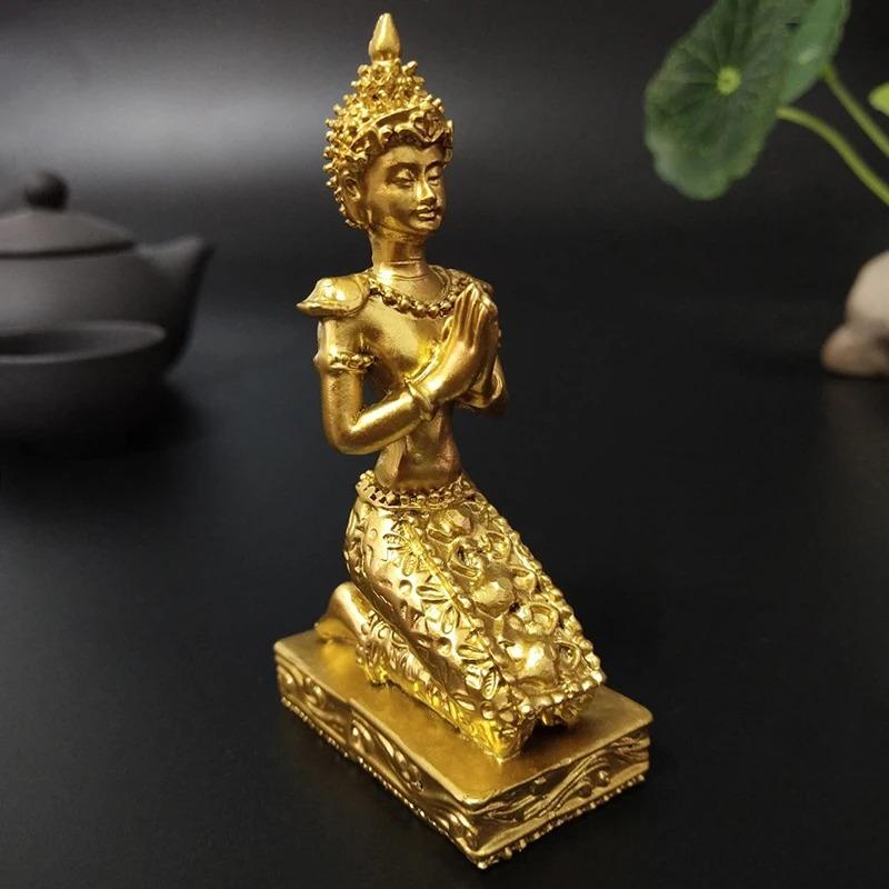 Золотая статуэтка Будды из Таиланда Декор для дома Индуистский Фэн-шуй Медитация Молитва Скульптура Будды Украшения Статуи