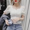 Summer New Style Fashion Short-sleeved Ruffled Blouse Design Sense Niche Temperament Slim Chiffon Shirt Women