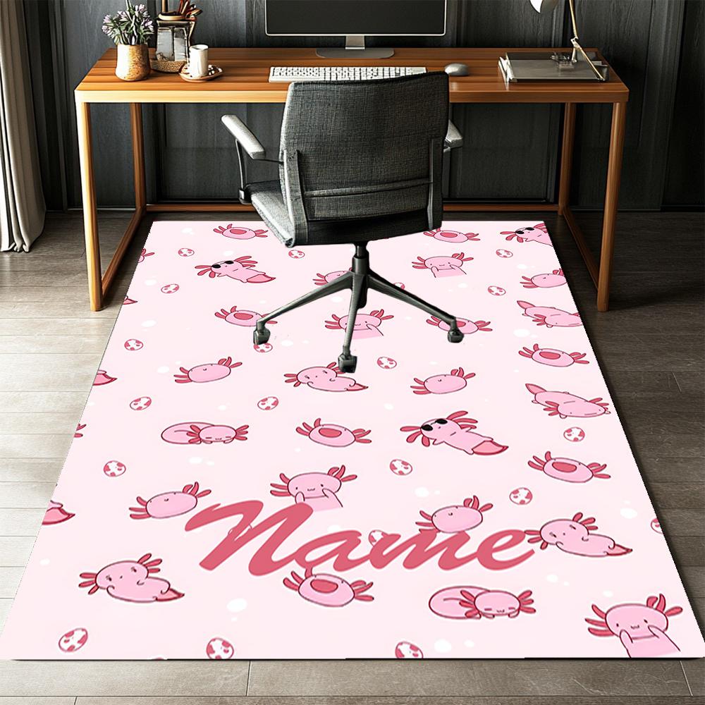 Custom Name Axolotl Printed Carpet,Rug for Office Chair Living Room Bedroom Kitchen Room Decor Gifts.