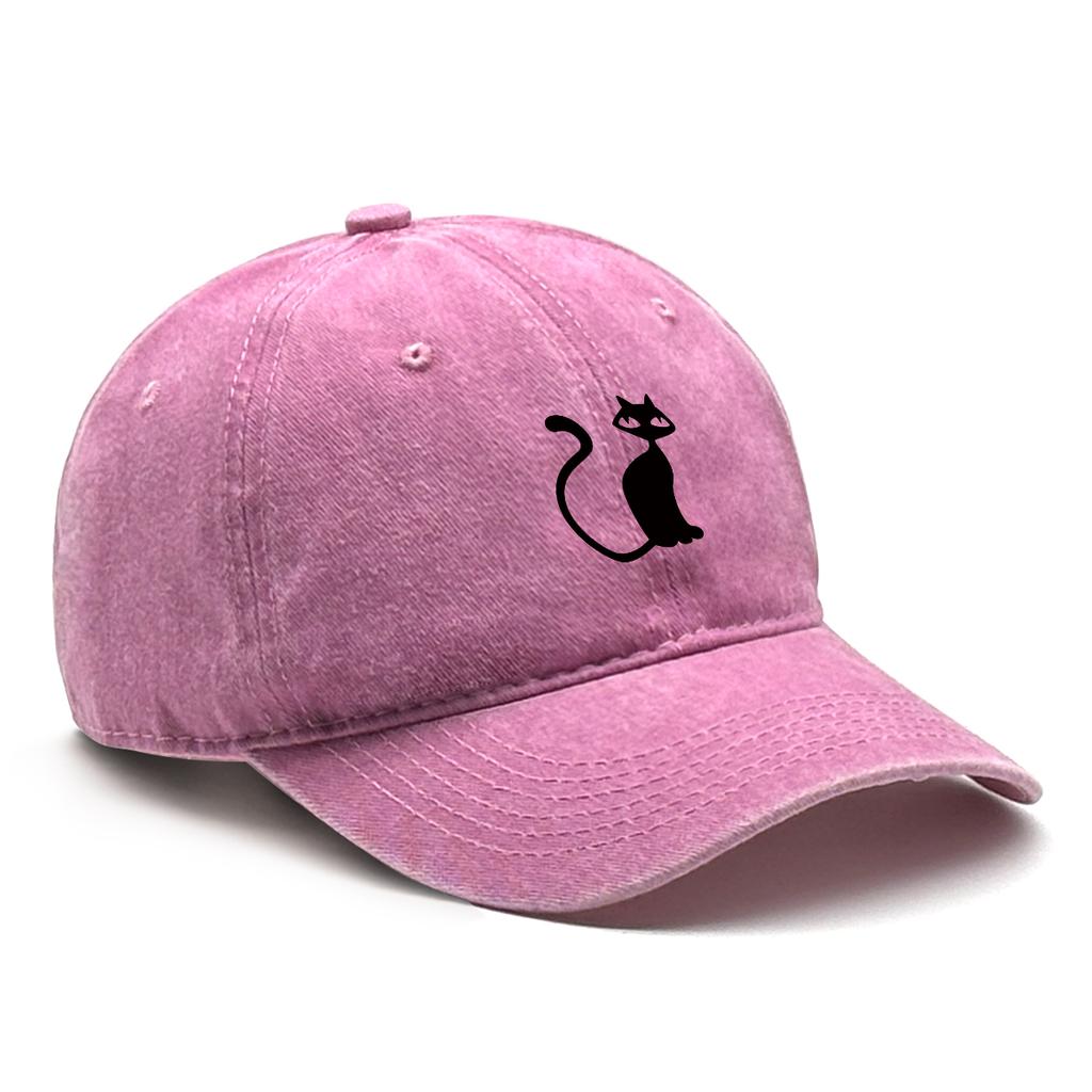 Casual Snapback Caps Cute Black Cat Hat For Man Adjustable Buckle Distressed Adjustable Sun Hat Perfect For Camping