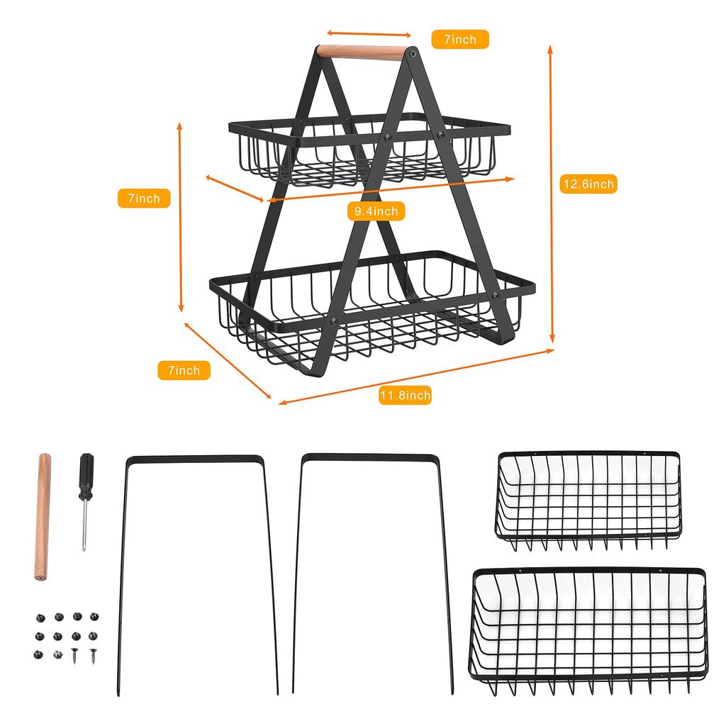 2-х уровневая корзина для фруктов на столешницу, переносная корзина для фруктов в виде чаши для кухонного органайзера, хранения и корзины для фруктов, овощей, хлеба, закусок