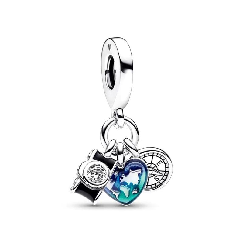 Sparkling Camera Charm Bead DIY Jewelry Gift Fit Silver Bracelet Necklace Love Dangle Bead Gesture Yeah