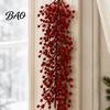 Seasonal Holiday Wall Accents Artificial Red Berry Swag Branch, Christmas Rustic Style Sprays Hangings, Waterfall Pendant for Front Door And