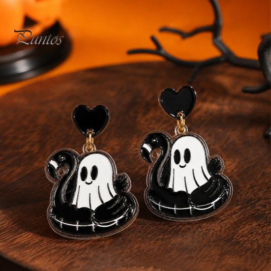 Flamingo Swimming Ring Jewelry 1 Pair Summer Halloween Ghost Earrings for Women, Cute Quirky Gifts Pool Float Dangle Drop Earrings, 2D Acrylic Holiday