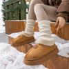 Зимние снежные ботинки с плюшевой толстой подошвой для домашнего тепла и предотвращения запаха, для ношения на улице с плюшевыми нескользящими водонепроницаемыми хлопковыми ботинками