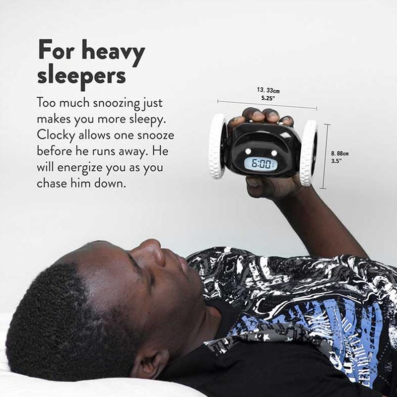 Будильник Бегущий Будильник Двигается Прыгает Катится Убегает Легко Настраивается Умный Цифровой Будильник на Колесиках, Для Крепко Спящих