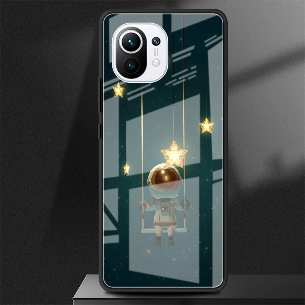 Стеклянный чехол для Xiaomi Poco X3 NFC 11 Lite 11T F3 M3 для Redmi Note 11 10 9 8 Pro 10S 9S 9S 9A 9C, чехол для телефона космонавт, космический корабль