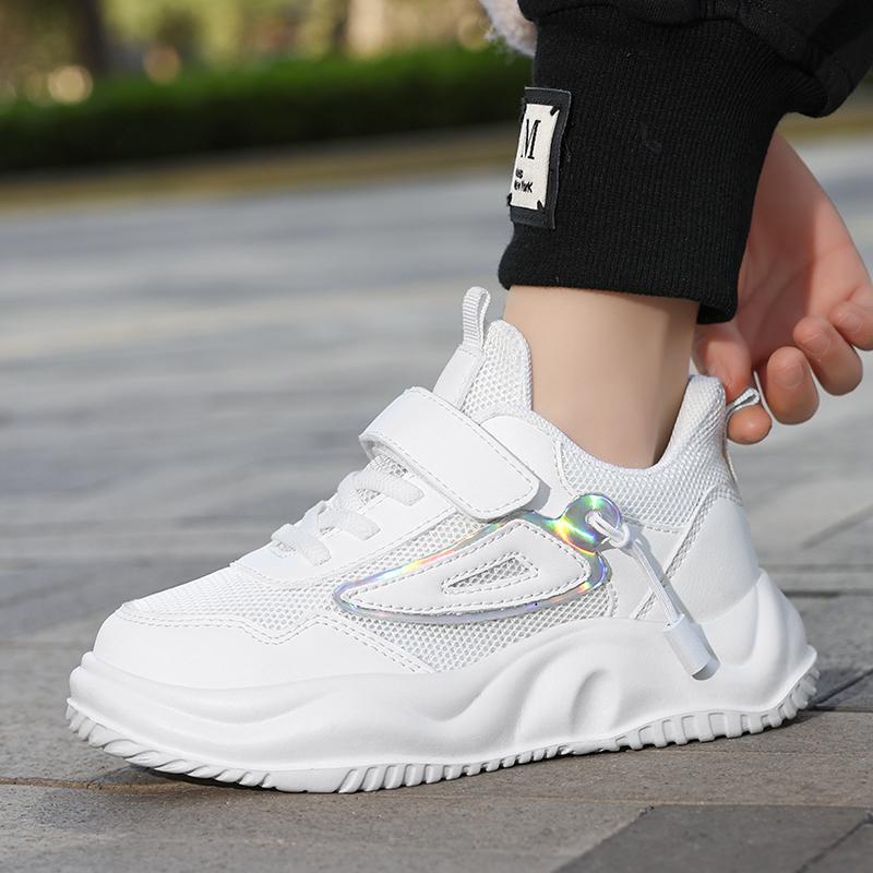 28-38 детские большие легкие дышащие модные повседневные спортивные туфли на липучке с двойной сеткой кроссовки для бега