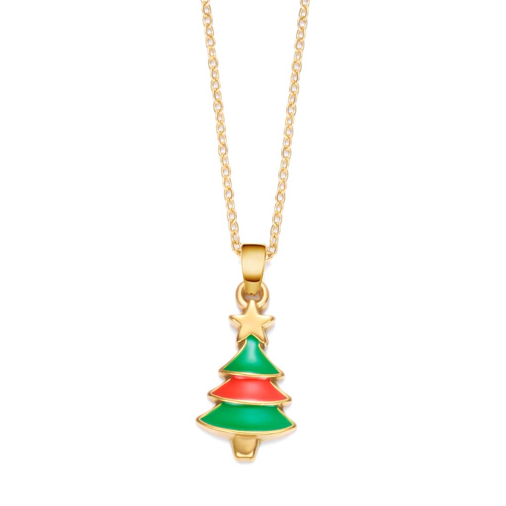 Нержавеющая сталь Рождественская елка Кулон Ожерелья для женщин Цветной Снежинка Санта Конфета-трость Ожерелья Водонепроницаемые Украшения