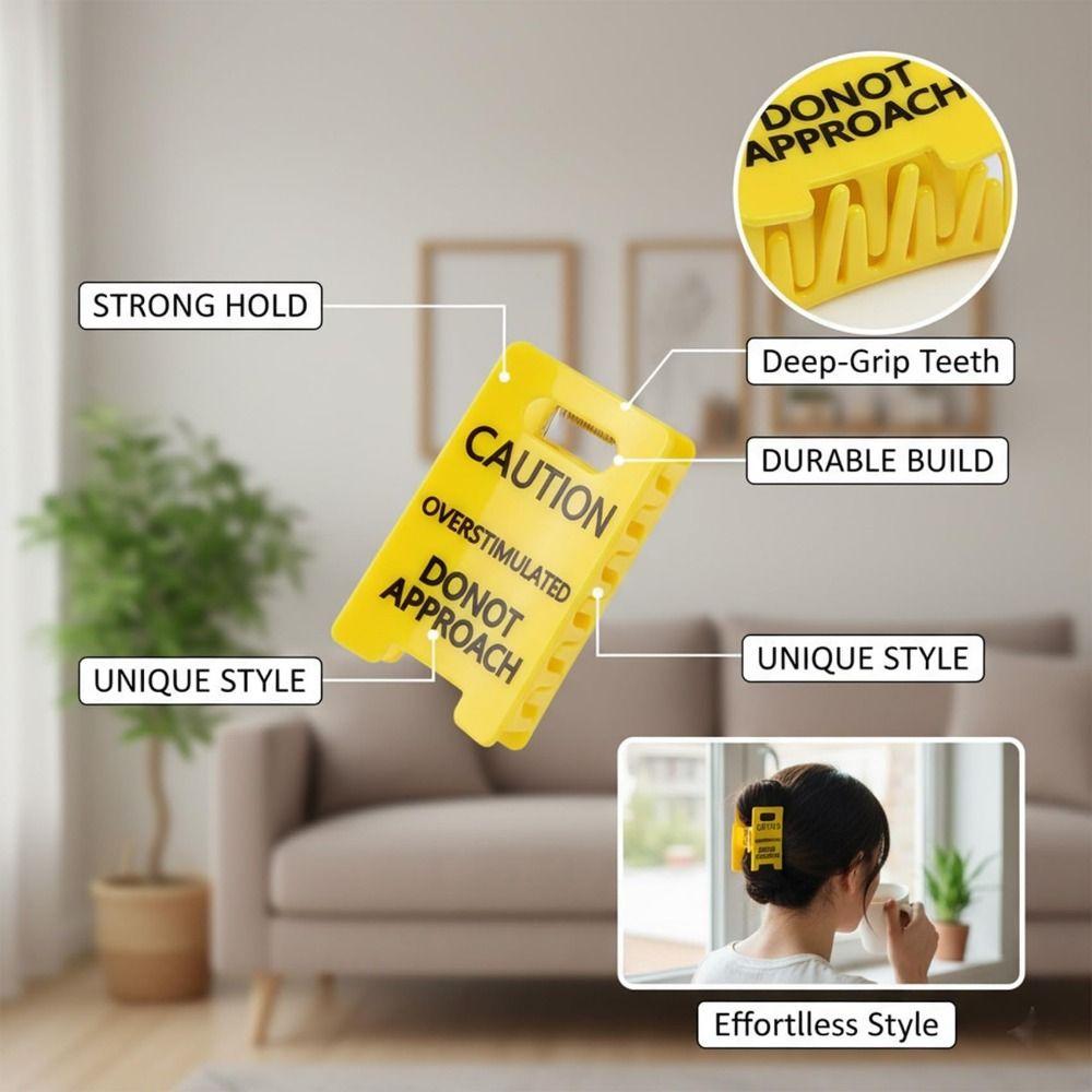 Strong Grip Caution Sign Hair Clip Warning Ponytail Holder  Novelty Accessory