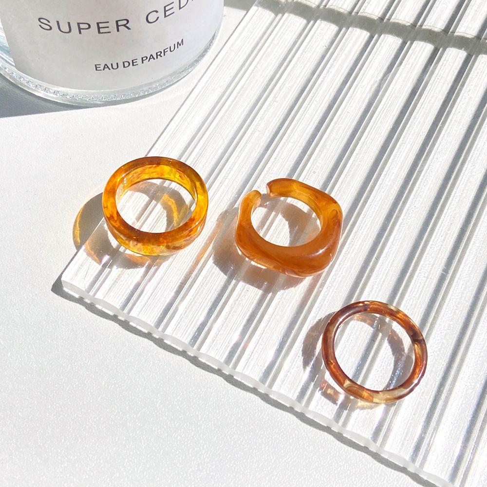 Colourful Square Geometric Resin Round Women Open Ring Korean Style Ring Fashion Jewelry Acrylic