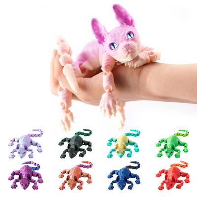 3D-печатная фигурка лысой кошки с подвижными суставами, фигурка кошки-сфинкса, шарнирная модель животного, игрушка