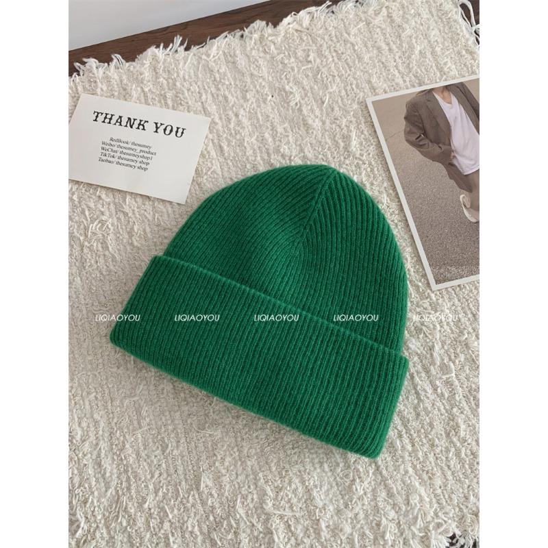 New Knitted Hat for Women In Autumn and Winter Korean Version Versatile High-quality Wool Hat Riding Warm Plus Velvet Thickened Cold Hat for Men