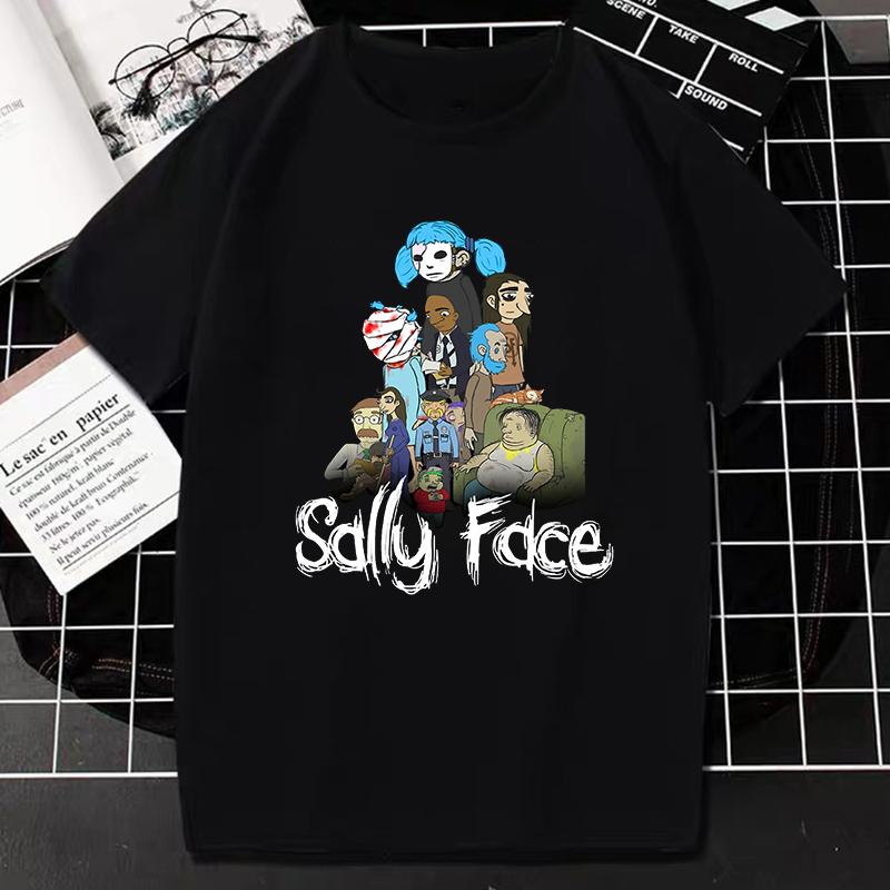 Игровая футболка Sally Face Маска Уникальный Готический Стиль Короткий Рукав Модная Уличная Одежда Хип-Хоп Женская Унисекс Оверсайз Футболка Camisetas