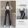 Women's High-Waist Shark Flared Pants with Side Stripes - Slim Fit Barbie Trousers for Spring Outerwear