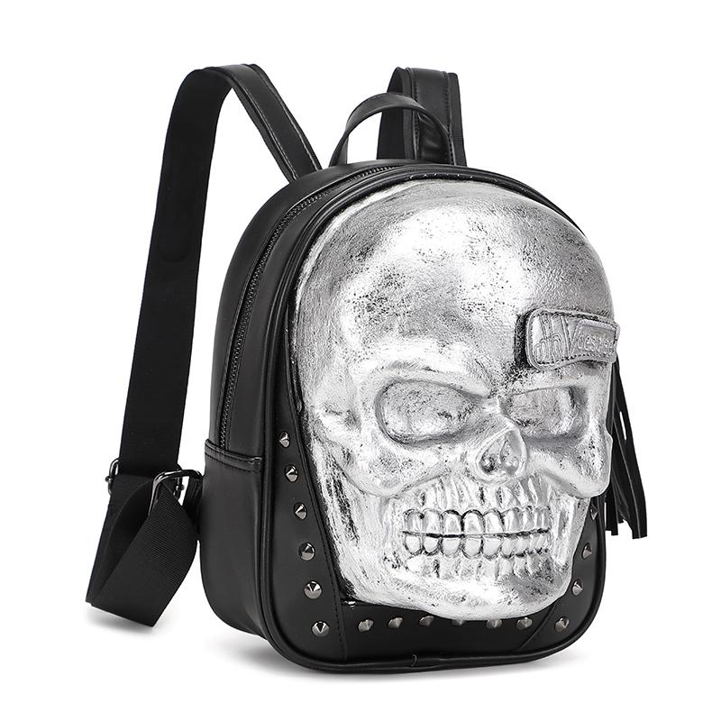 Jierotyx Goth Skull Motorcycle Backpacks for Women Men Vintage Tassel Bookbag Travel Laptop Backpack Daypack for College