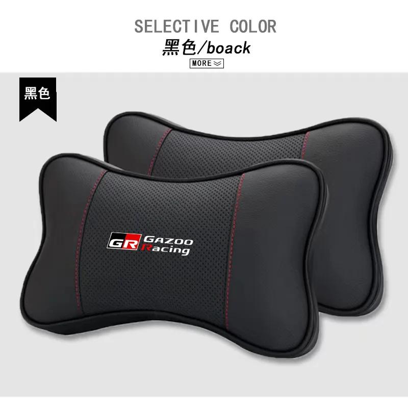 AXYY2 1Pcs Car Seat Headrest Auto Logo Neck Pillow For Toyota GR Sport Gazoo Racing RAV4 COROLLA C-HR Mirai car accessories interior