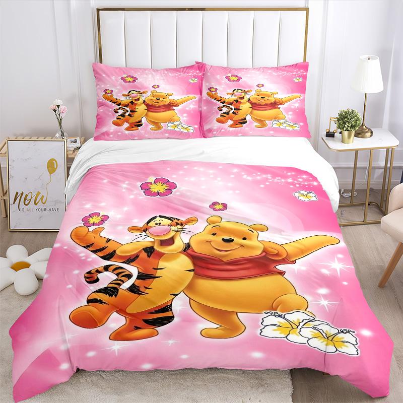 Piglet Tigger Pink Print 3Pcs Bedding Setduvet Cover With 2 Bedropillowcase Home Birthday Gift