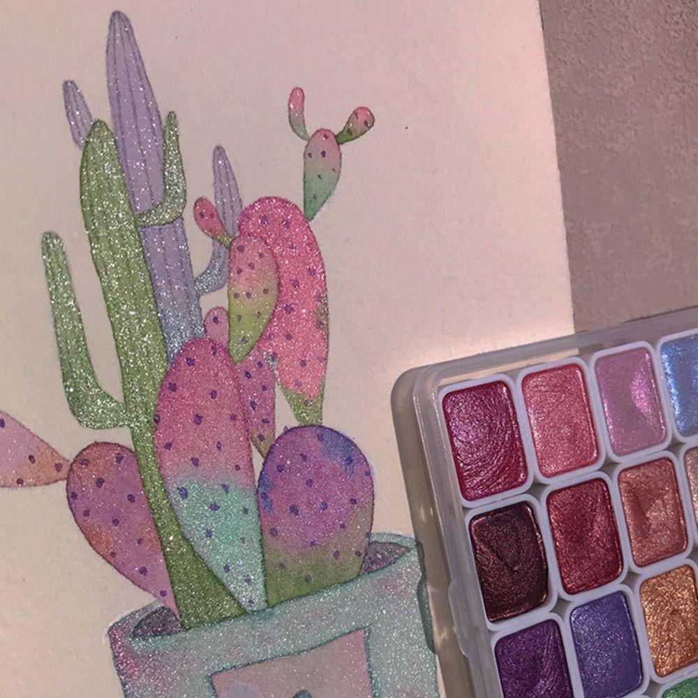 20/24/60Цвета Набор пигментов для акварельной живописи Блестящий перламутровый твердый акварельный пигмент