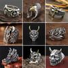 Retro Fashion Totem Cross Animal Eagle Personality Unicorn Rings