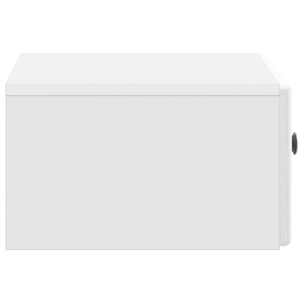 Wall Mounted Nightstand High Gloss White 49 x 34.5 x 20 cm