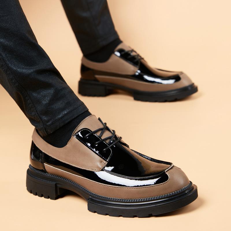 Мужская кожаная обувь 2026 Весна и Осень Британская натуральная кожа business casual толстая подошва увеличивающая рост свадебная для жениха